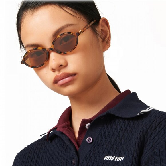NEW MIU MIU SMU 04Z 19P2Z1 OVAL HAVANA BROWN WOMEN SUNGLASSES MU04ZS 19P2Z1 main image 12
